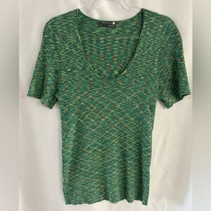 Anthropologie ribbed knit short sleeve pullover sweater women’s size XL. Green.